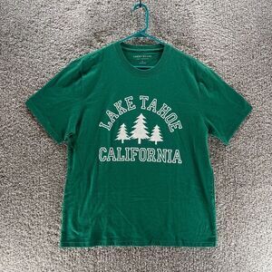 Lake Tahoe California Shirt Adult Large Green Lucky Brand Crew Preppy Mens Logo
